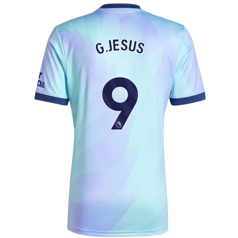 Danxen Homme Maillot Gabriel Jesus #9 Aqua Troisieme 2024/25 T-Shirt