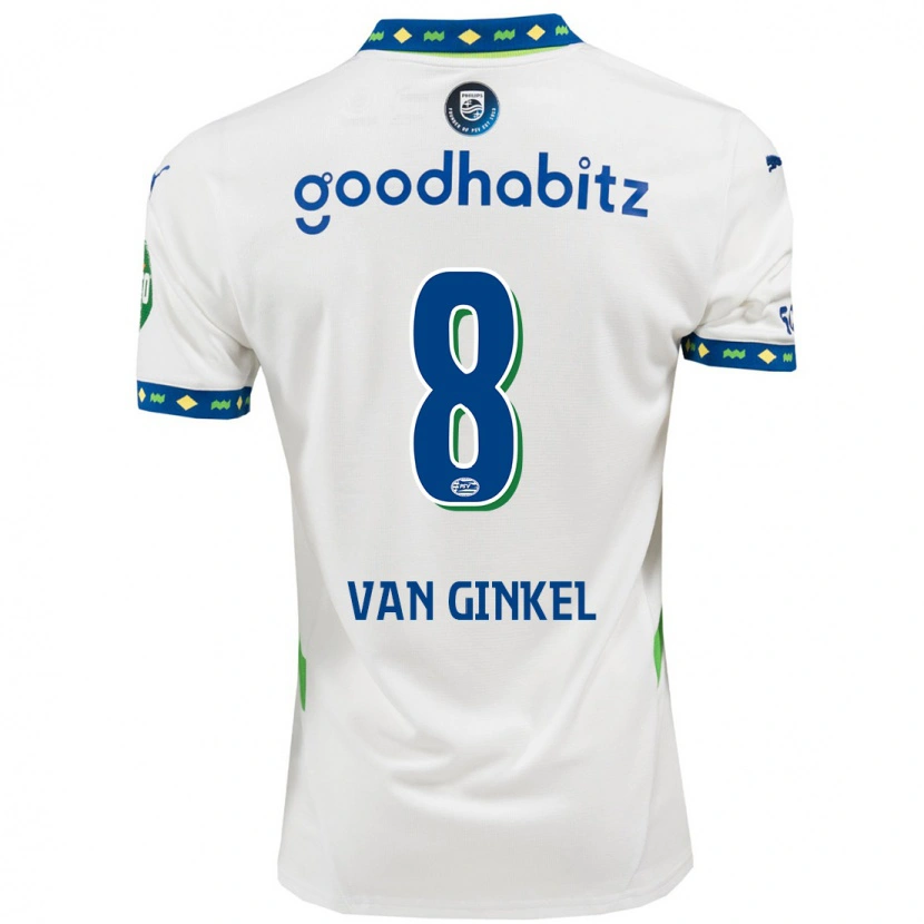 Danxen Homme Maillot Marco Van Ginkel #8 Blanc Bleu Foncé Troisieme 2024/25 T-Shirt