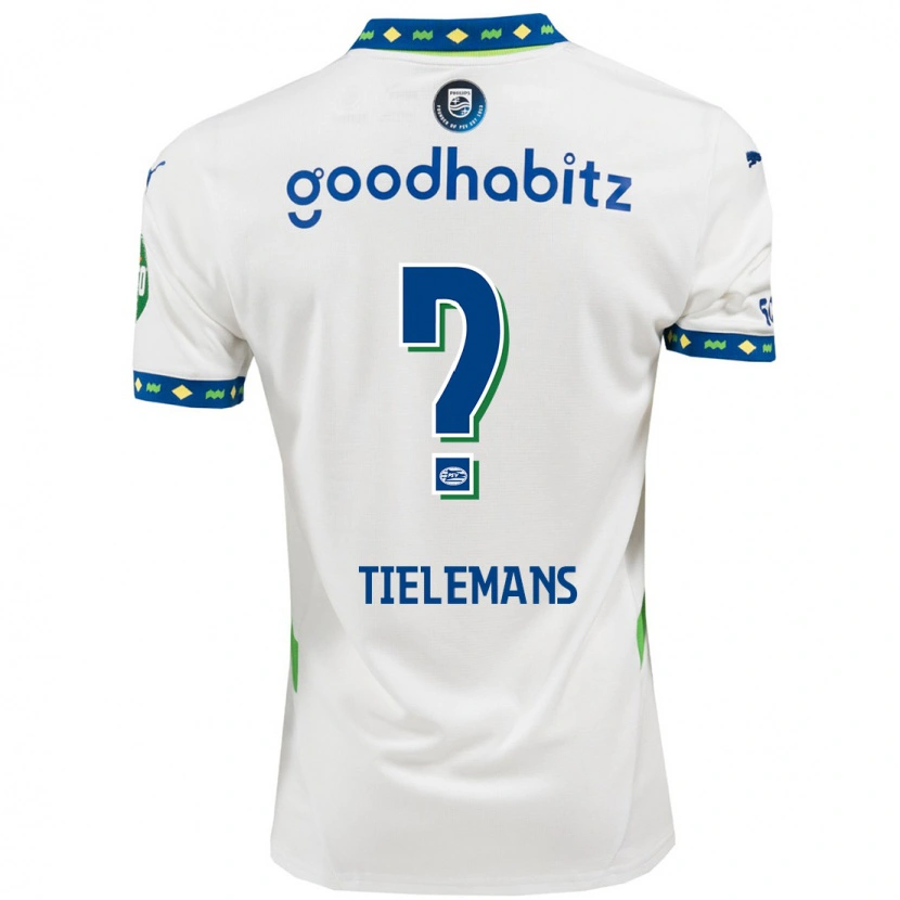 Danxen Homme Maillot Mathijs Tielemans #0 Blanc Bleu Foncé Troisieme 2024/25 T-Shirt