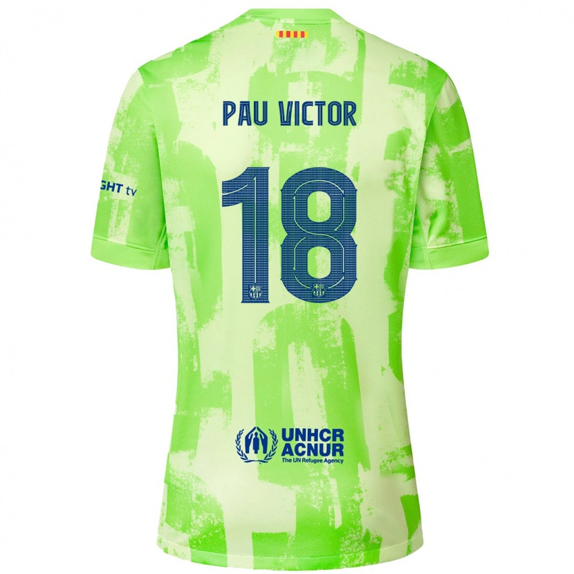 Danxen Homme Maillot Pau Víctor #18 Citron Vert Troisieme 2024/25 T-Shirt