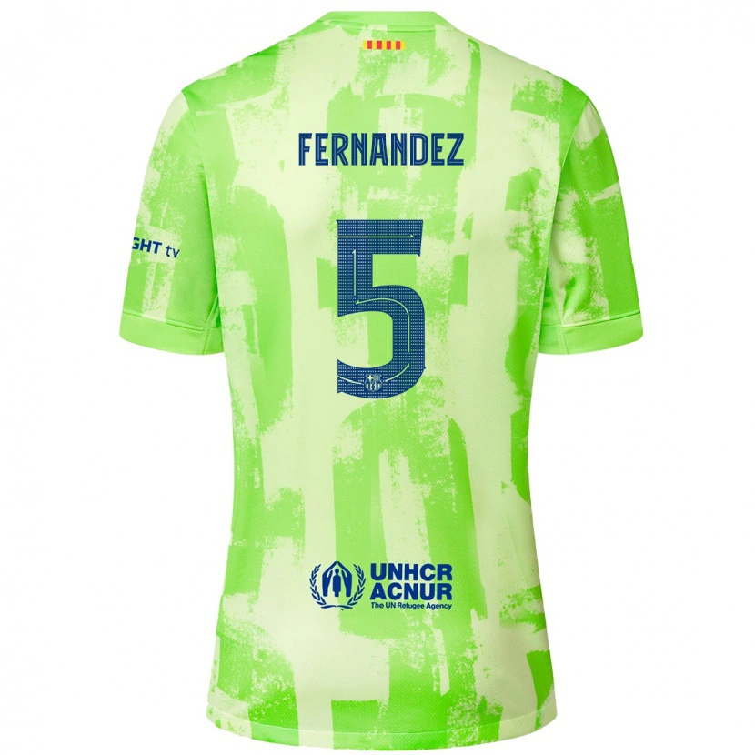 Danxen Homme Maillot Jana Fernández #5 Citron Vert Troisieme 2024/25 T-Shirt