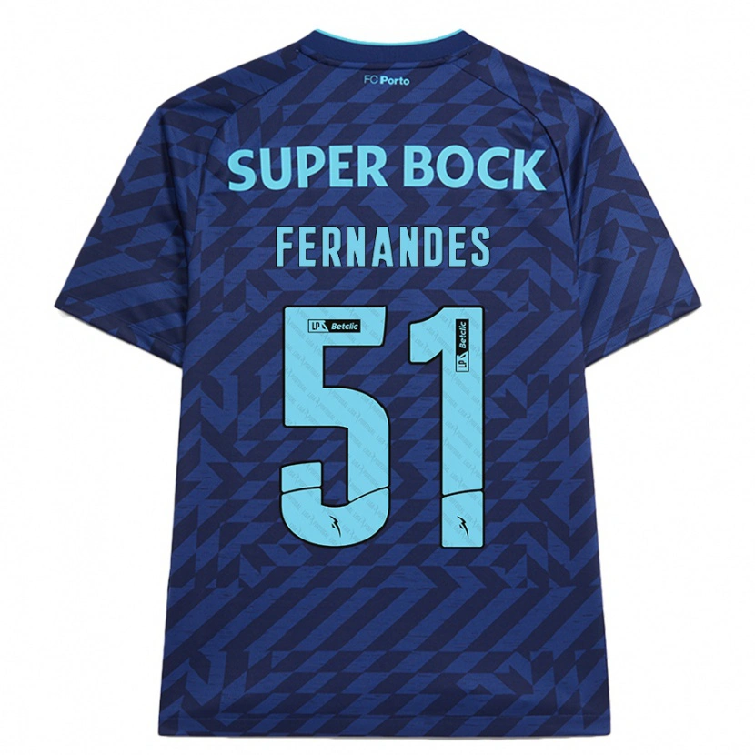 Danxen Homme Maillot Diogo Fernandes #51 Bleu Marine Troisieme 2024/25 T-Shirt