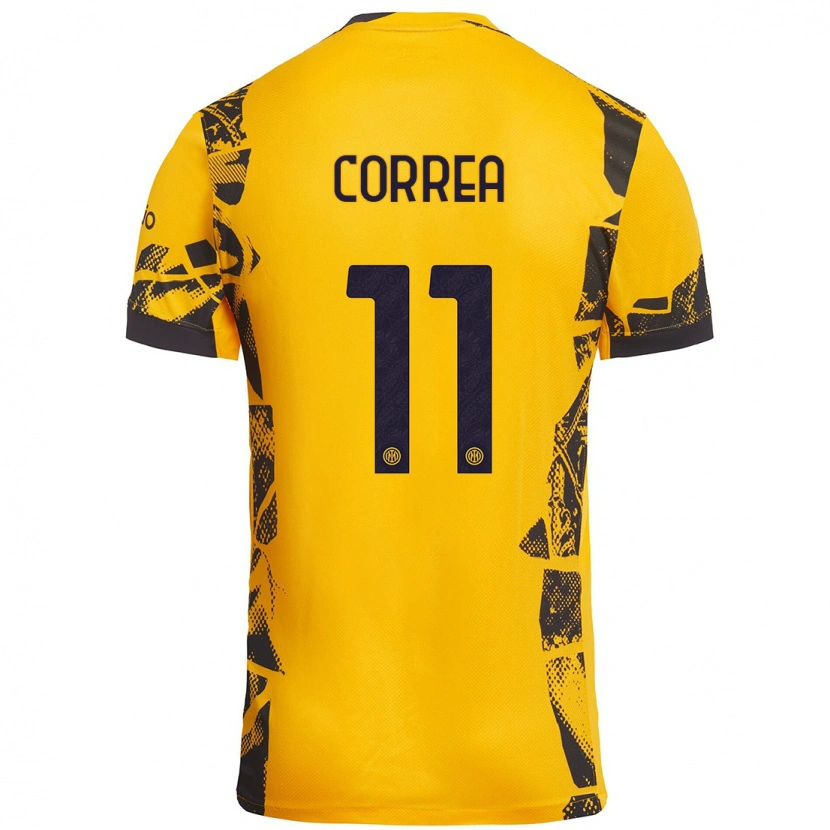 Danxen Homme Maillot Joaquín Correa #11 Doré Noir Troisieme 2024/25 T-Shirt