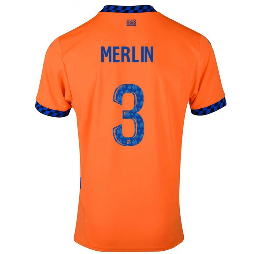 Danxen Homme Maillot Quentin Merlin #3 Orange Bleu Foncé Troisieme 2024/25 T-Shirt