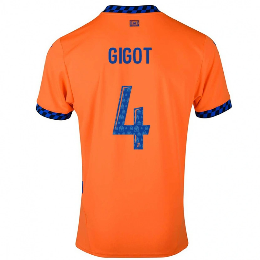 Danxen Homme Maillot Samuel Gigot #4 Orange Bleu Foncé Troisieme 2024/25 T-Shirt