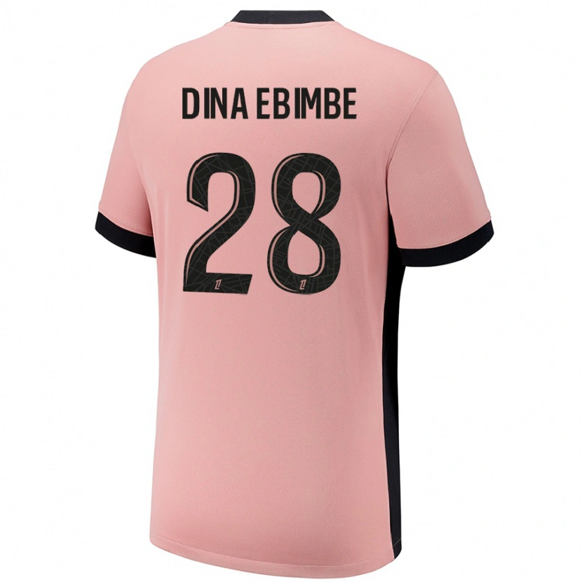 Danxen Homme Maillot Eric Junior Dina Ebimbe #28 Rouille Rose Troisieme 2024/25 T-Shirt