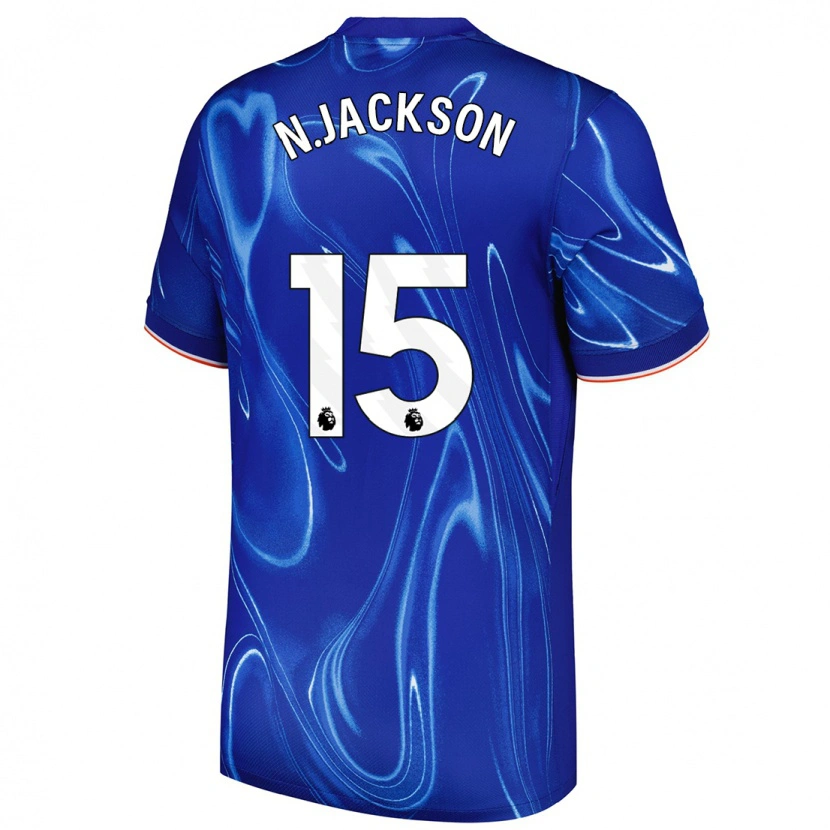 Danxen Femme Maillot Nicolas Jackson #15 Bleu Blanc Tenues Domicile 2024/25 T-Shirt