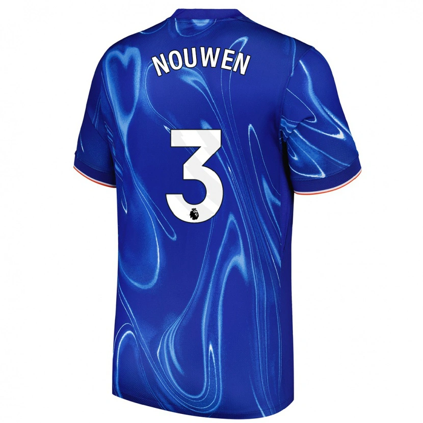 Danxen Femme Maillot Aniek Nouwen #3 Bleu Blanc Tenues Domicile 2024/25 T-Shirt