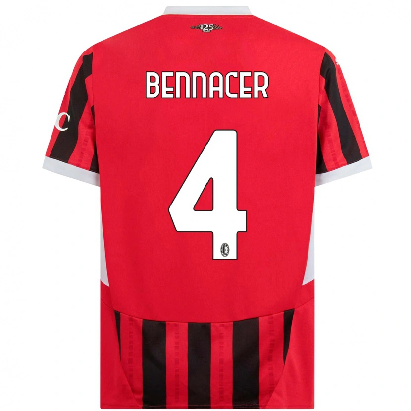 Danxen Femme Maillot Ismaël Bennacer #4 Rouge Noir Tenues Domicile 2024/25 T-Shirt