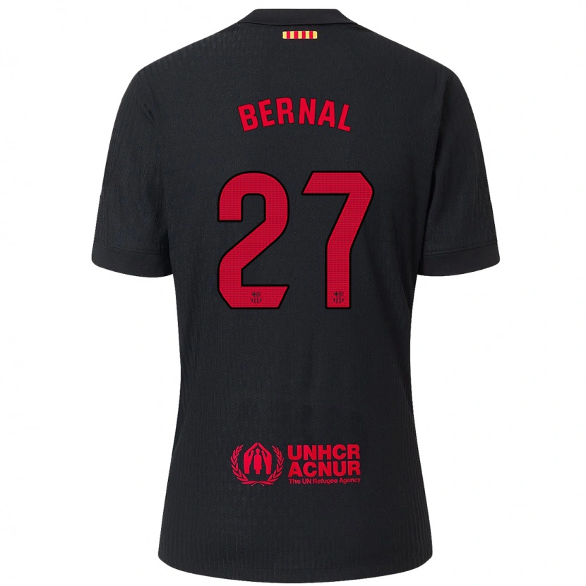 Danxen Femme Maillot Marc Bernal #27 Noir Rouge Tenues Extérieur 2024/25 T-Shirt