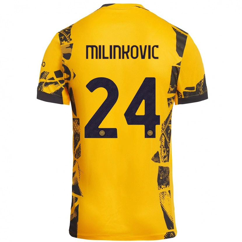 Danxen Femme Maillot Marija Milinković #24 Doré Noir Troisieme 2024/25 T-Shirt