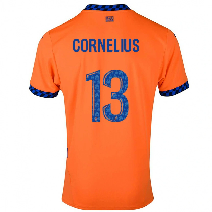 Danxen Femme Maillot Derek Cornelius #13 Orange Bleu Foncé Troisieme 2024/25 T-Shirt