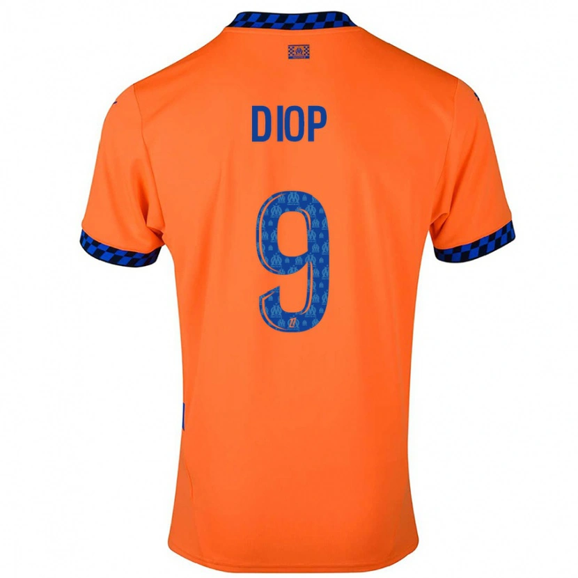 Danxen Femme Maillot Mama Diop #9 Orange Bleu Foncé Troisieme 2024/25 T-Shirt