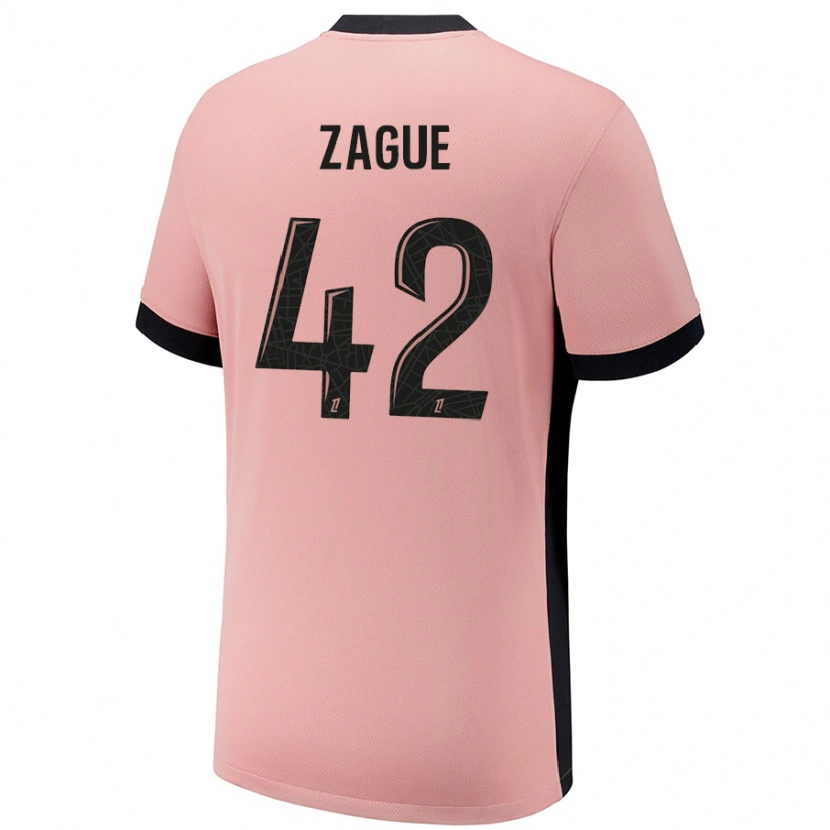 Danxen Femme Maillot Yoram Zague #42 Rouille Rose Troisieme 2024/25 T-Shirt