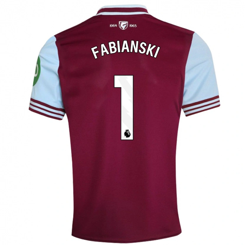 Danxen Enfant Maillot Lukasz Fabianski #1 Rouge Foncé Tenues Domicile 2024/25 T-Shirt