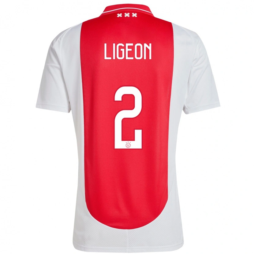 Danxen Enfant Maillot Ruben Ligeon #2 Rouge Blanc Tenues Domicile 2024/25 T-Shirt