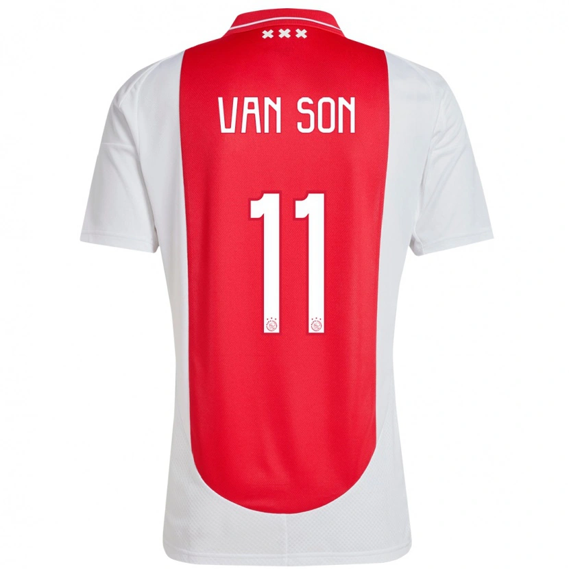 Danxen Enfant Maillot Daniël Van Son #11 Rouge Blanc Tenues Domicile 2024/25 T-Shirt