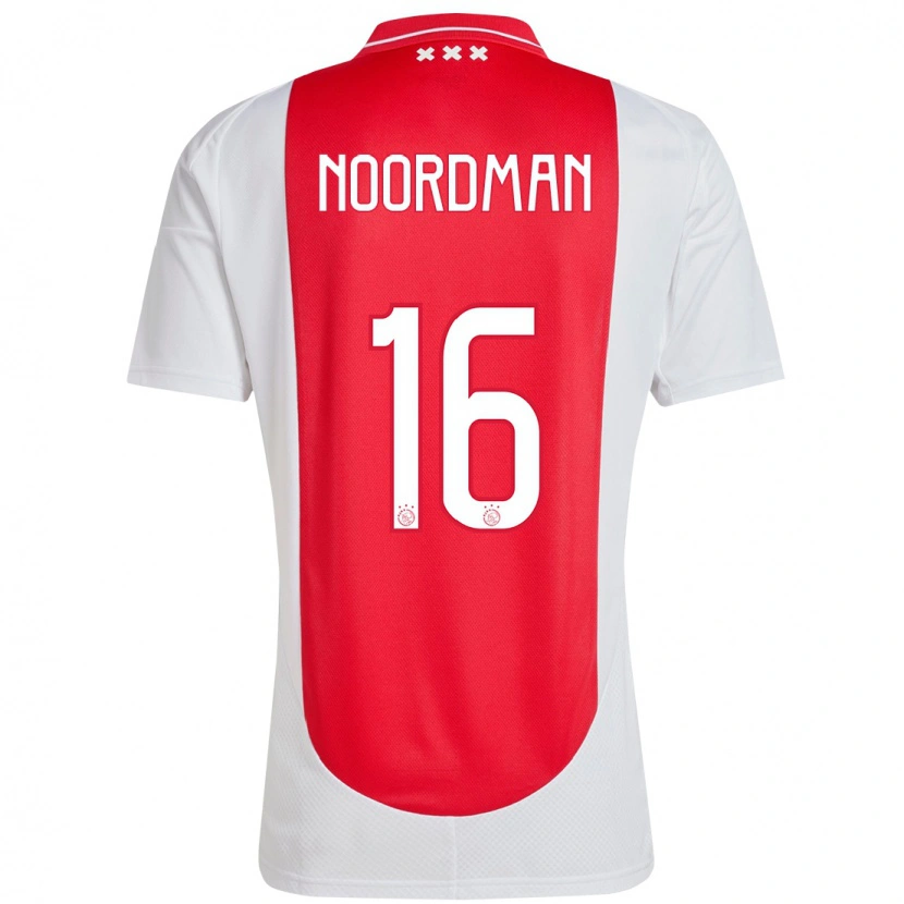 Danxen Enfant Maillot Danique Noordman #16 Rouge Blanc Tenues Domicile 2024/25 T-Shirt