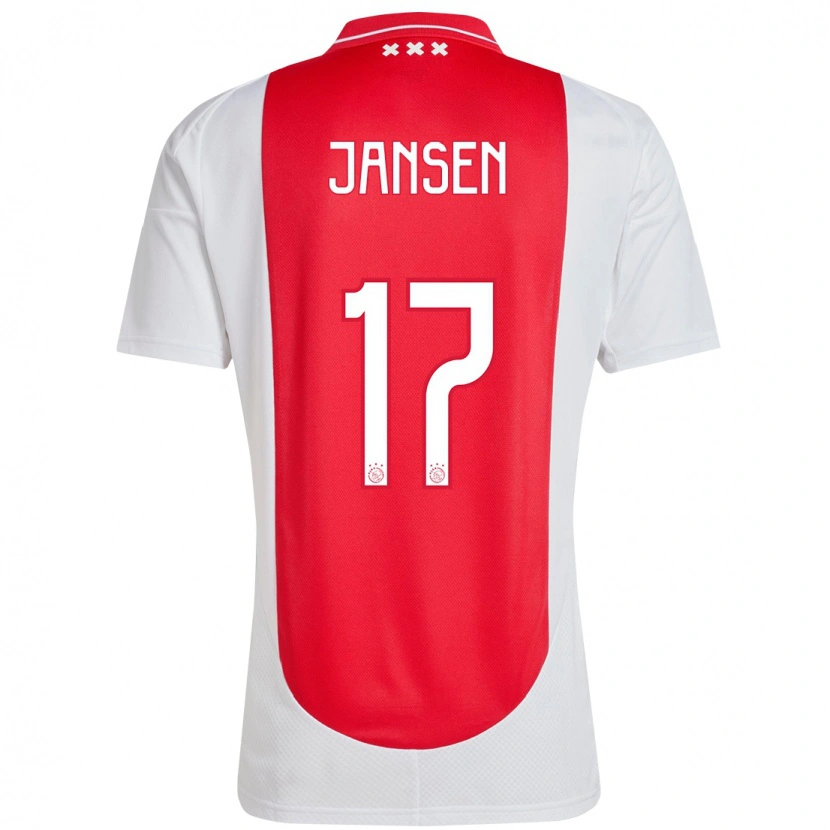 Danxen Enfant Maillot Bente Jansen #17 Rouge Blanc Tenues Domicile 2024/25 T-Shirt