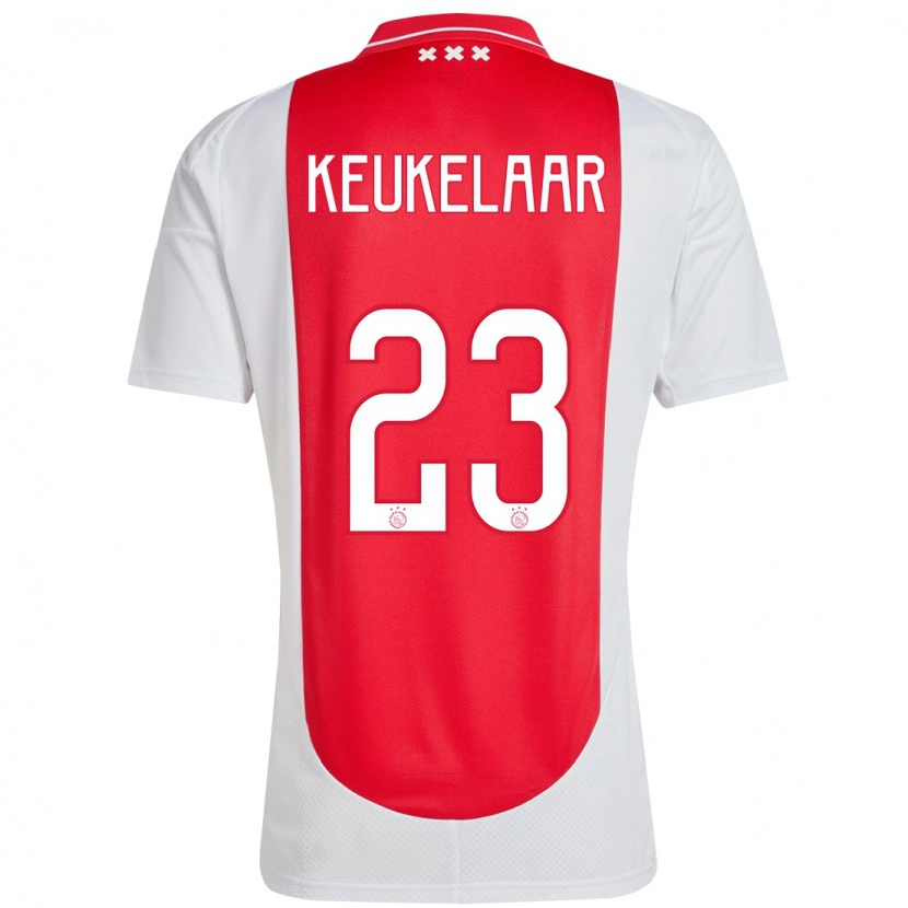 Danxen Enfant Maillot Lotte Keukelaar #23 Rouge Blanc Tenues Domicile 2024/25 T-Shirt