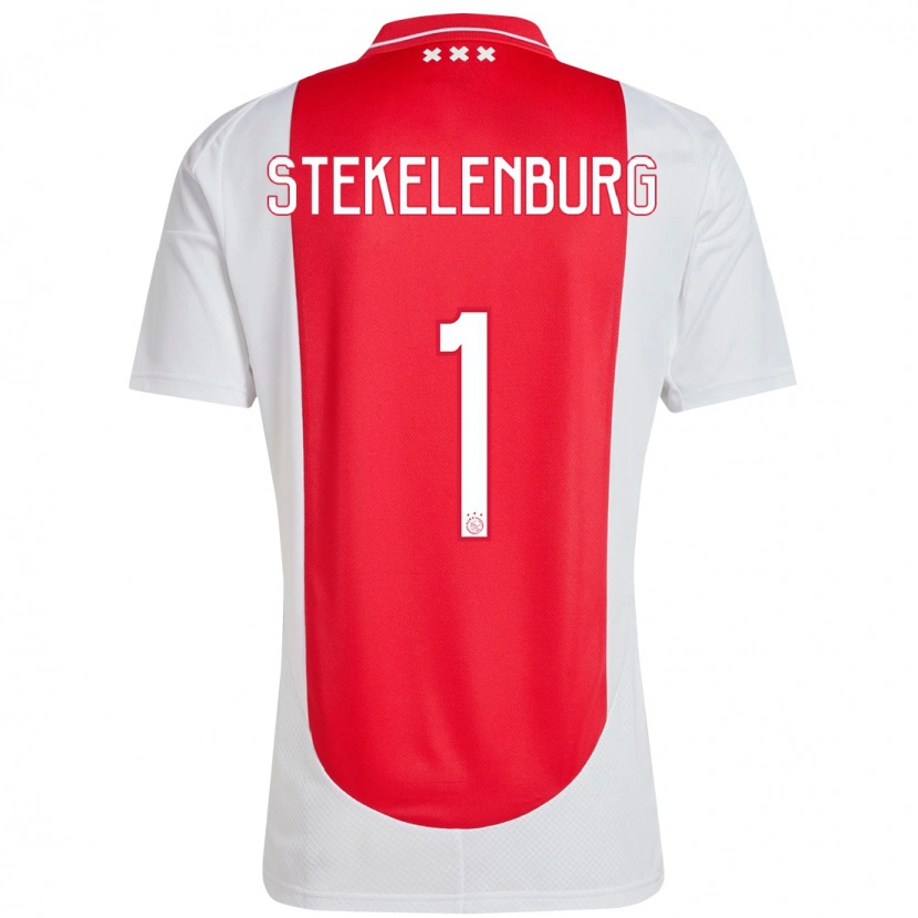 Danxen Enfant Maillot Maarten Stekelenburg #1 Rouge Blanc Tenues Domicile 2024/25 T-Shirt