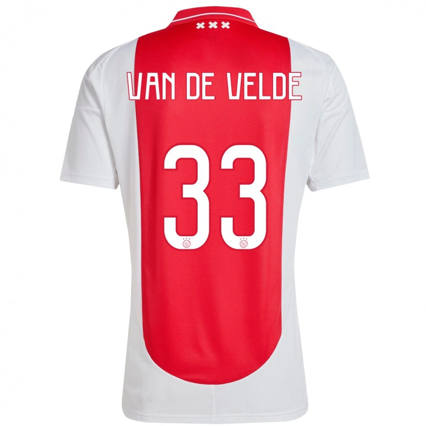 Danxen Enfant Maillot Jonna Van De Velde #33 Rouge Blanc Tenues Domicile 2024/25 T-Shirt