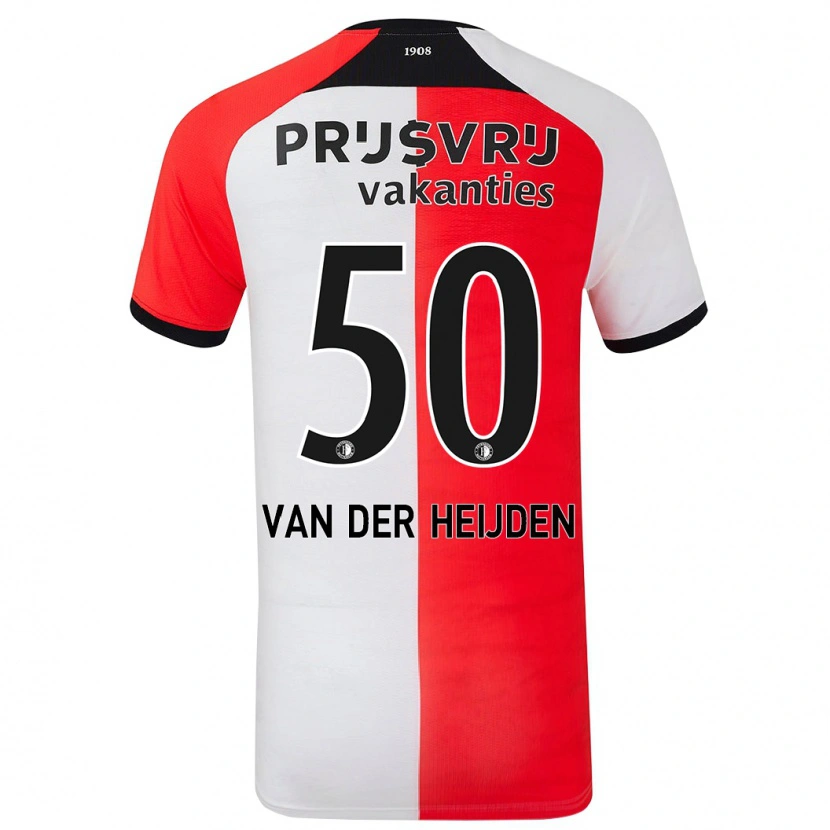 Danxen Enfant Maillot Délano Van Der Heijden #50 Rouge Blanc Tenues Domicile 2024/25 T-Shirt