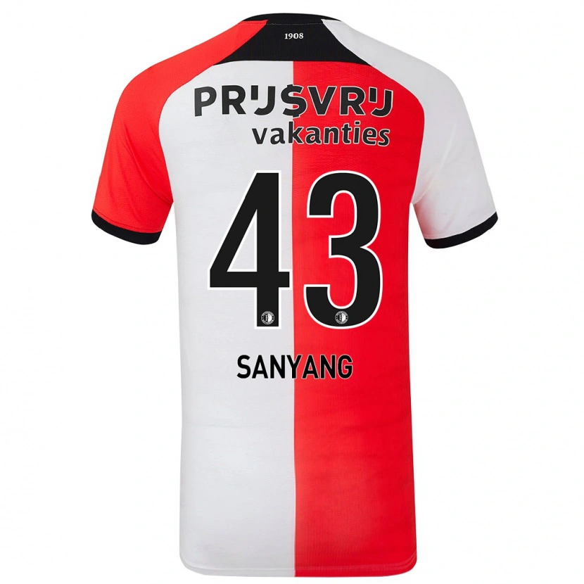 Danxen Enfant Maillot Amadou-David Sanyang #43 Rouge Blanc Tenues Domicile 2024/25 T-Shirt