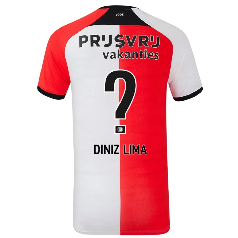 Danxen Enfant Maillot Lucas Diniz Lima #0 Rouge Blanc Tenues Domicile 2024/25 T-Shirt