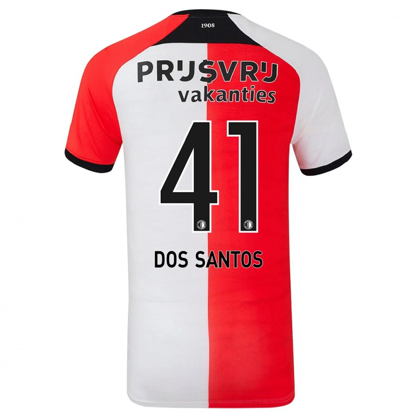 Danxen Enfant Maillot Giuliany Ben-David Dos Santos #41 Rouge Blanc Tenues Domicile 2024/25 T-Shirt