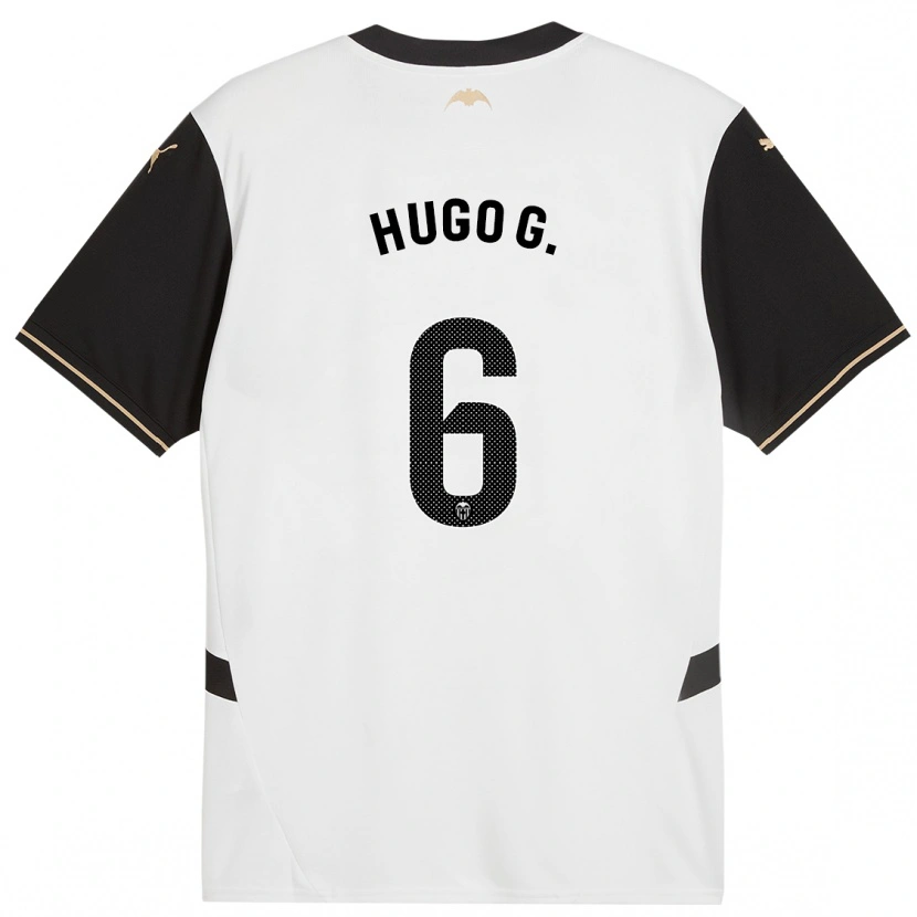 Danxen Enfant Maillot Hugo Guillamón #6 Blanc Noir Tenues Domicile 2024/25 T-Shirt