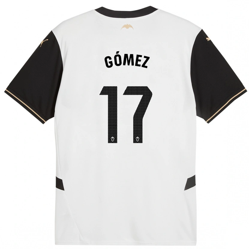 Danxen Enfant Maillot Dani Gómez #17 Blanc Noir Tenues Domicile 2024/25 T-Shirt