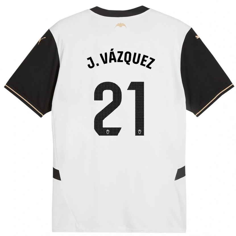 Danxen Enfant Maillot Jesús Vázquez #21 Blanc Noir Tenues Domicile 2024/25 T-Shirt