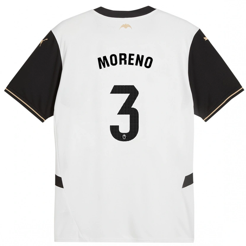 Danxen Enfant Maillot Diego Moreno #3 Blanc Noir Tenues Domicile 2024/25 T-Shirt