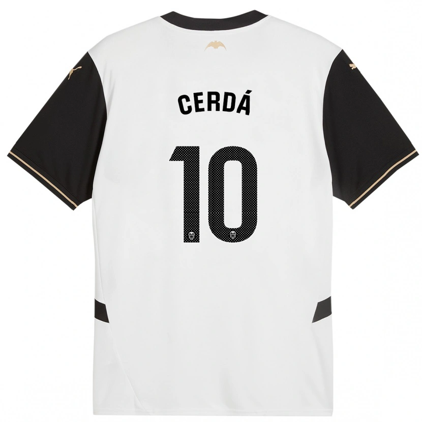 Danxen Enfant Maillot Alex Cerdá #10 Blanc Noir Tenues Domicile 2024/25 T-Shirt