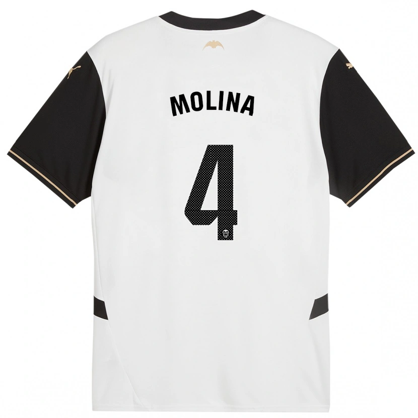 Danxen Enfant Maillot María Molina #4 Blanc Noir Tenues Domicile 2024/25 T-Shirt