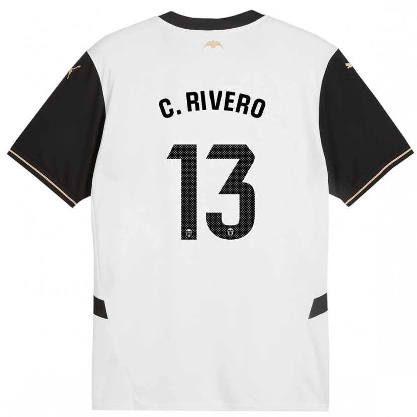 Danxen Enfant Maillot Cristian Rivero #13 Blanc Noir Tenues Domicile 2024/25 T-Shirt