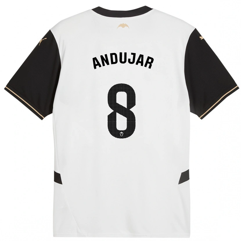 Danxen Enfant Maillot Candela Andujar #8 Blanc Noir Tenues Domicile 2024/25 T-Shirt