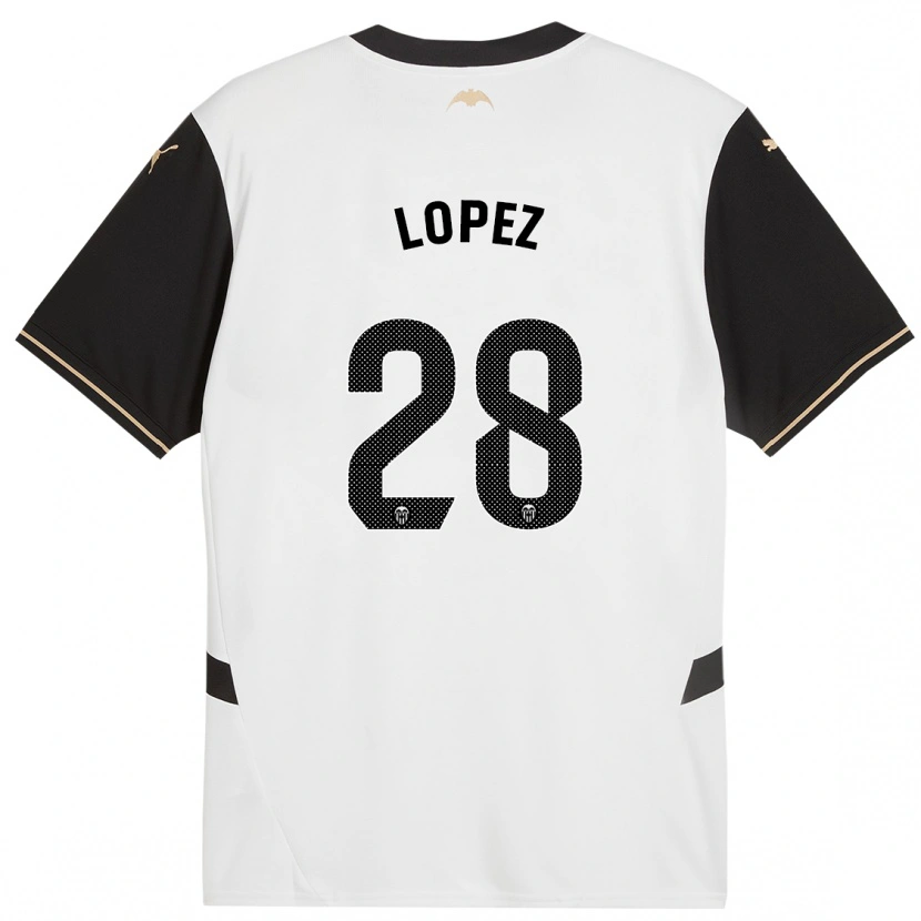 Danxen Enfant Maillot Saray Lopez #28 Blanc Noir Tenues Domicile 2024/25 T-Shirt