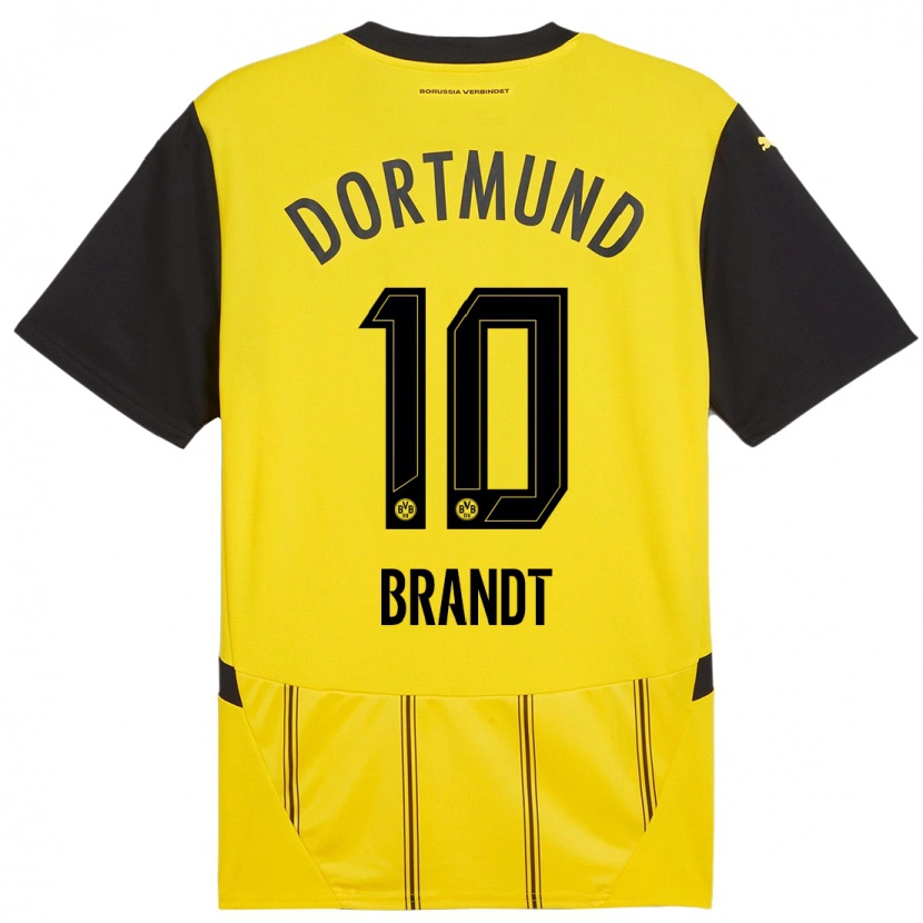 Danxen Enfant Maillot Julian Brandt #10 Jaune Noir Tenues Domicile 2024/25 T-Shirt