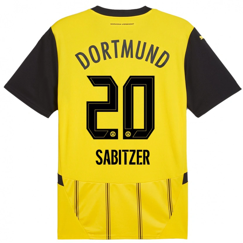 Danxen Enfant Maillot Marcel Sabitzer #20 Jaune Noir Tenues Domicile 2024/25 T-Shirt