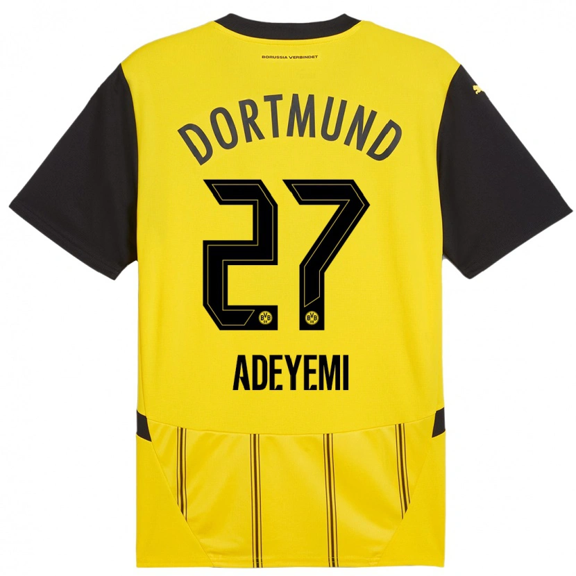 Danxen Enfant Maillot Karim Adeyemi #27 Jaune Noir Tenues Domicile 2024/25 T-Shirt