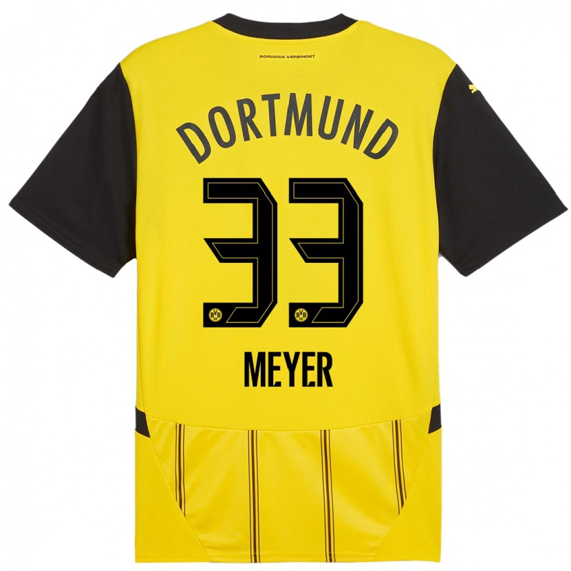 Danxen Enfant Maillot Alexander Meyer #33 Jaune Noir Tenues Domicile 2024/25 T-Shirt