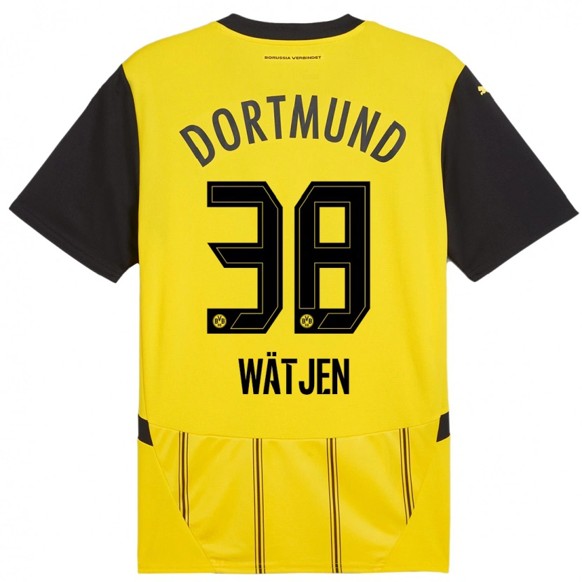 Danxen Enfant Maillot Kjell Wätjen #38 Jaune Noir Tenues Domicile 2024/25 T-Shirt