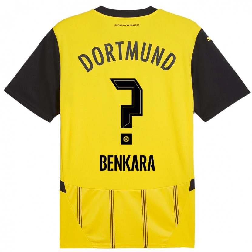 Danxen Enfant Maillot Elias Benkara #0 Jaune Noir Tenues Domicile 2024/25 T-Shirt