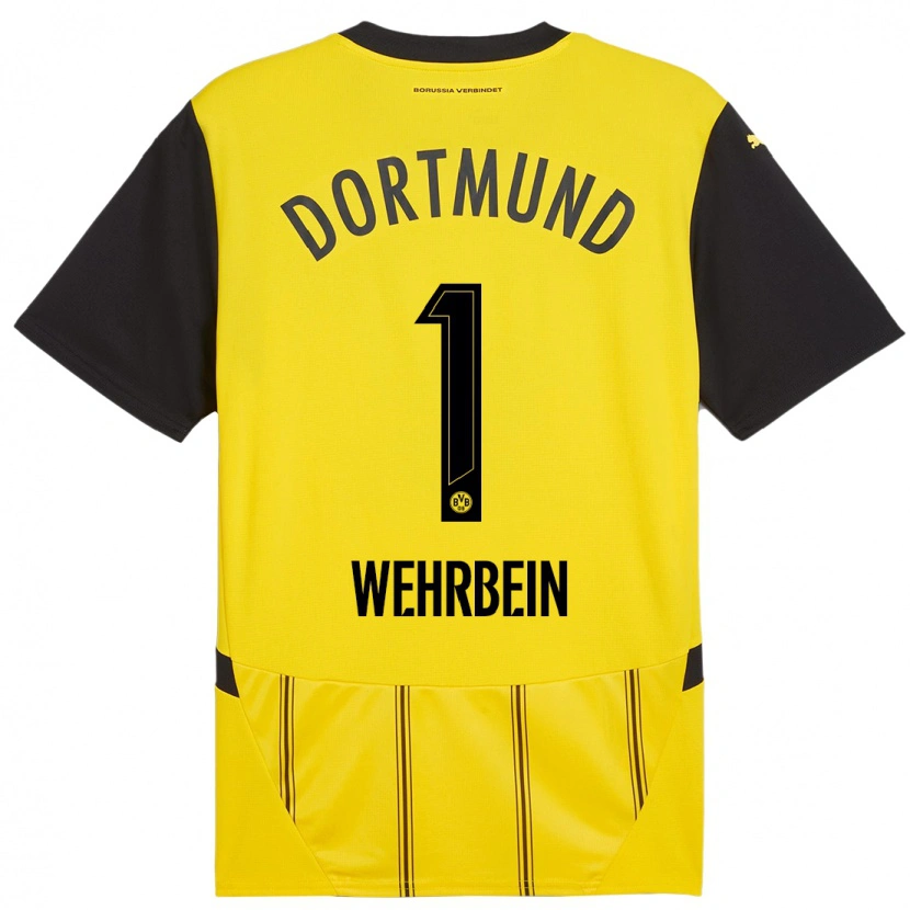 Danxen Enfant Maillot Jan-Mattis Wehrbein #1 Jaune Noir Tenues Domicile 2024/25 T-Shirt