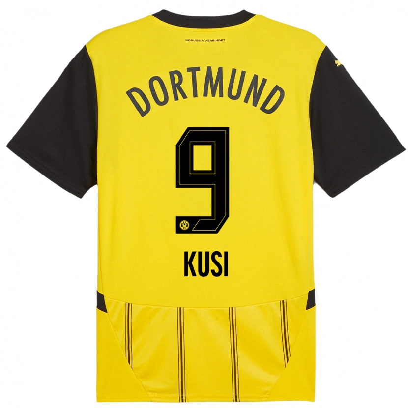 Danxen Enfant Maillot Jemain Kusi #9 Jaune Noir Tenues Domicile 2024/25 T-Shirt