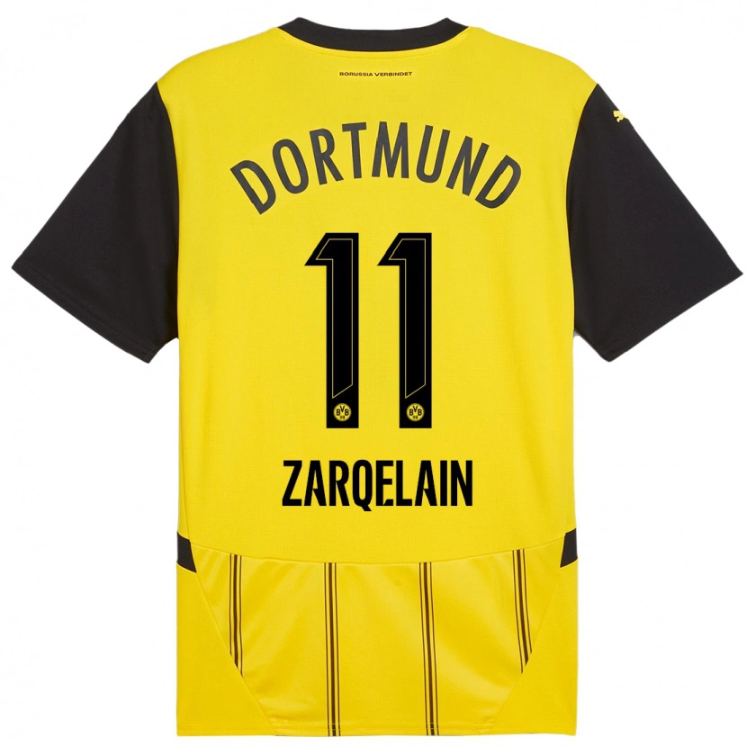 Danxen Enfant Maillot Fadi Zarqelain #11 Jaune Noir Tenues Domicile 2024/25 T-Shirt