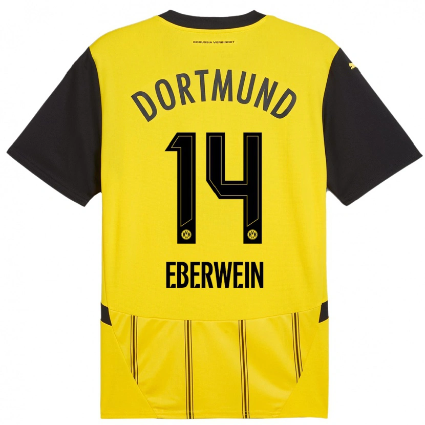 Danxen Enfant Maillot Michael Eberwein #14 Jaune Noir Tenues Domicile 2024/25 T-Shirt