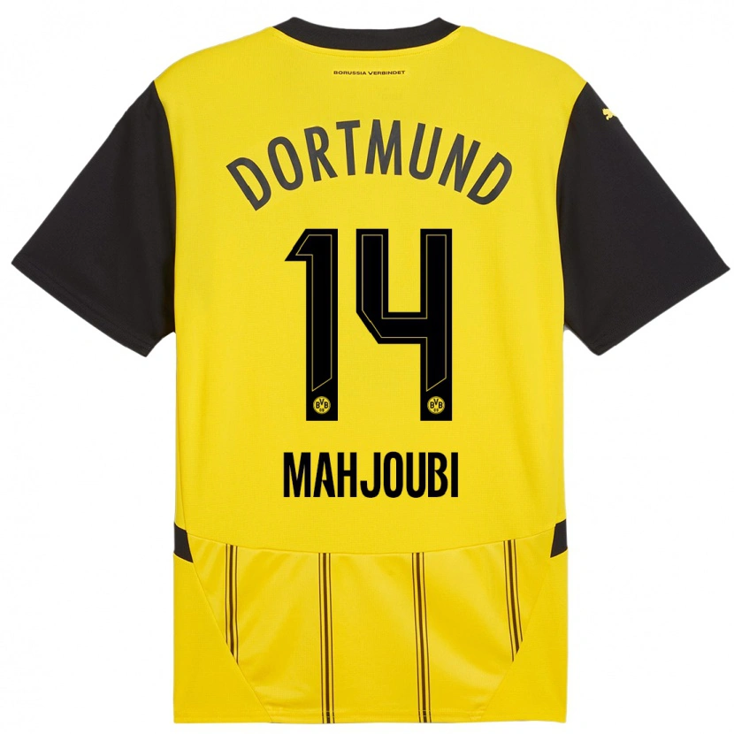 Danxen Enfant Maillot Anas Mahjoubi #14 Jaune Noir Tenues Domicile 2024/25 T-Shirt